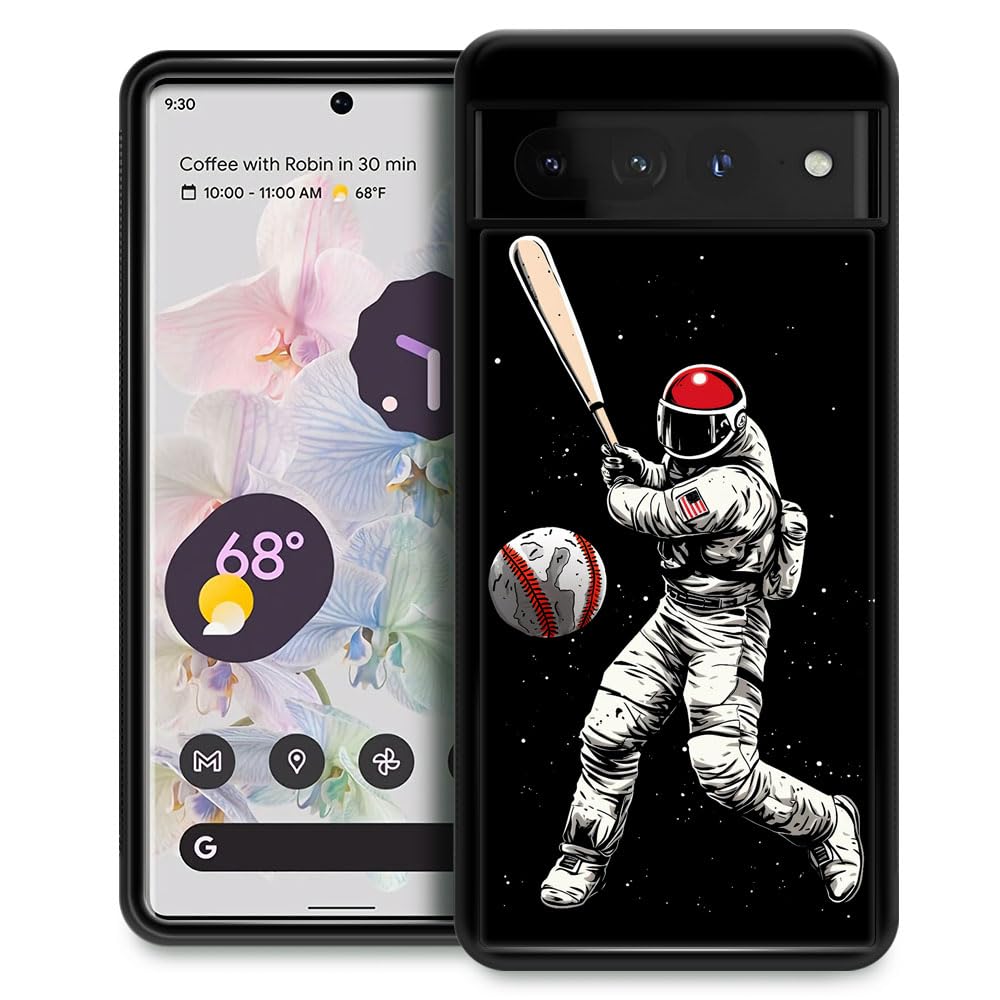 Goodsprout Compatible with Google Pixel 7 Pro Case,Astronaut Playing Baseball Amazing Pattern Design Shockproof Anti-Scratch Hard PC Back Case for Google Pixel 7 Pro Case with Case