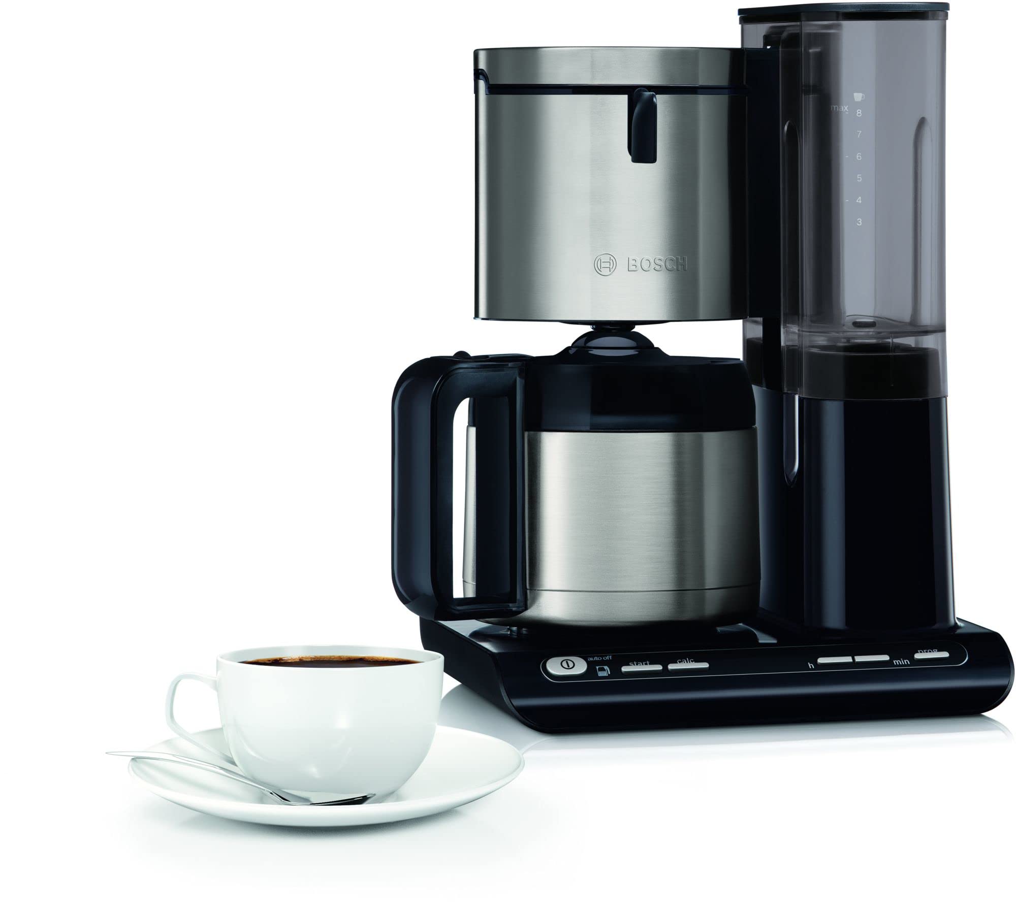 Bosch Styline TKA8A683 przelewowy ekspres do kawy, czujnik aromatu, dzbanek termiczny ze stali nierdzewnej 1,1 l, na 8-12 filiżanek, automatyczne wyłączanie, system odkamieniania, blokada kapania,