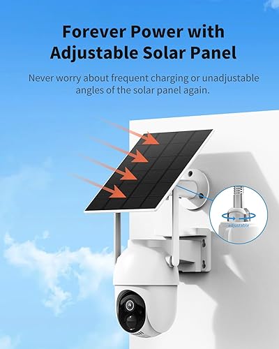 Miniatura 6 de Aume Cámaras de seguridad inalámbricas para exteriores con base doméstica, sin suscripción, energía solar, vista en vivo de 4 MP, vista panorámica