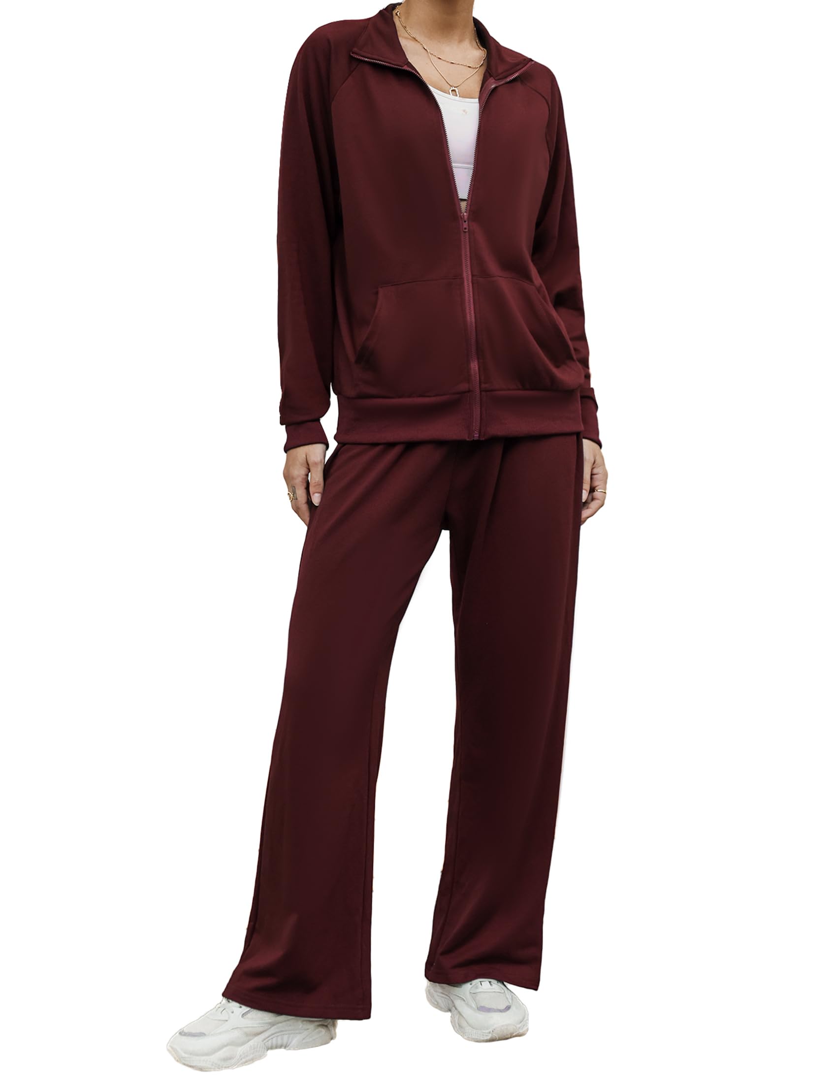 Terecey Tuta Sportiva Donna Completa 2 Pezzi Tuta Invernale Ginnastica Elegante Tute Ginnastica Felpata Casual Abbigliamento per Jogging Correre Fitness S-XXL