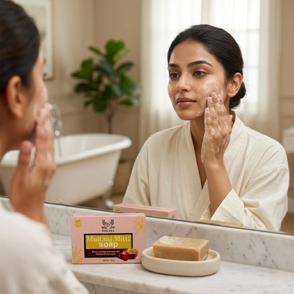DND ERA® Multani Mitti Soap 4 Pack Super Saver Bundle | Deep Cleansing Fuller's Earth Bars | Oil Control Acne Prevention Soap for Oily Skin | 125g (Set of 4) 4