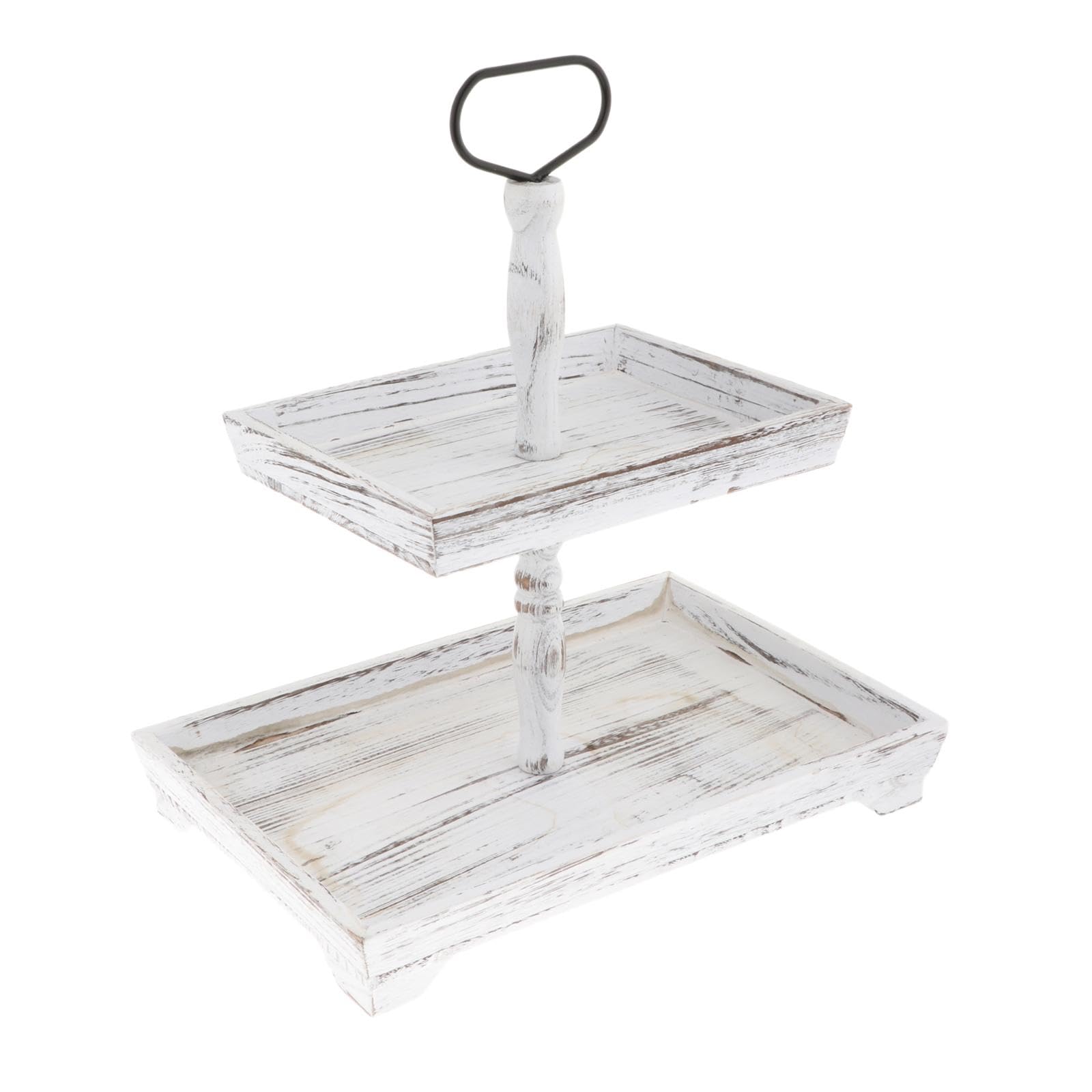 perfk Plateau de Service à Plusieurs Niveaux, Ornements en Bois, Stockage de collations, Assiette de Fruits à Plusieurs Niveaux, présentoir à Desserts pour, Rectangle