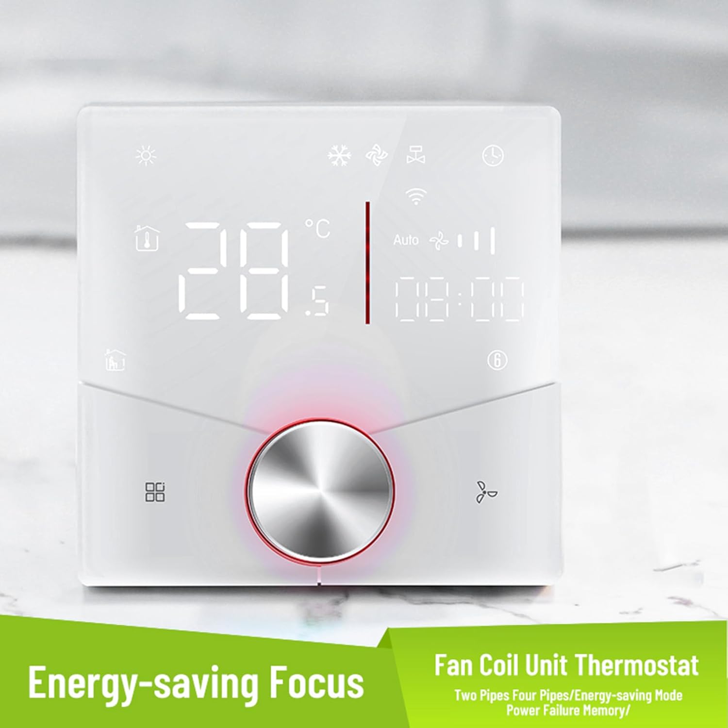 WiFi Central AC Thermostat Energy Saving Control Wall Mounted Programmable Temperature Controller for Smart Home (White)