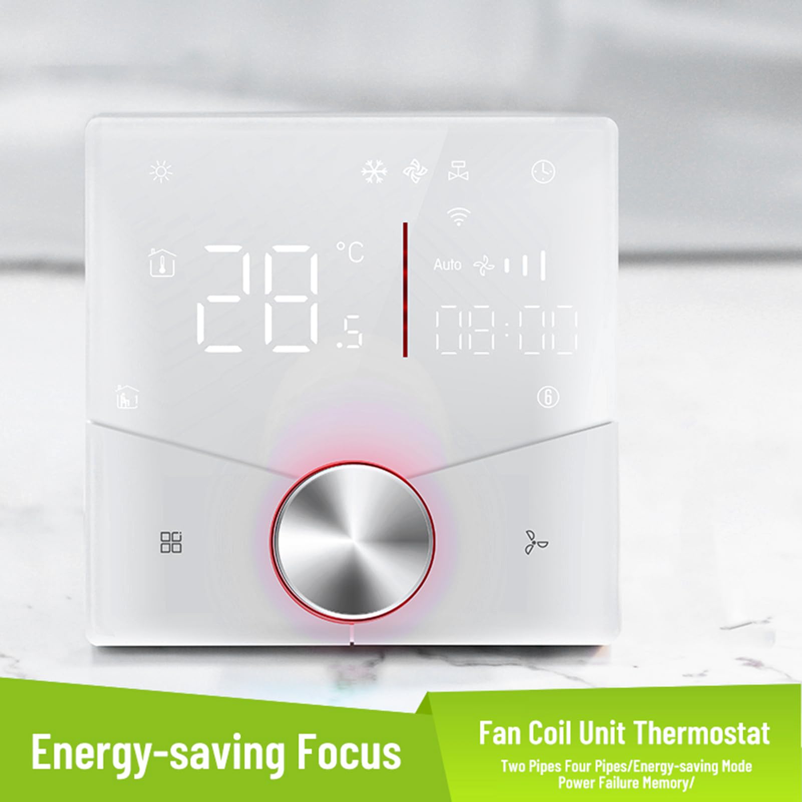 Generic Programowalny Termostat Centralnej Klimatyzacji WiFi Sterowanie Oszczędzaniem Energii dla Domu 1 Szt (WHITE)