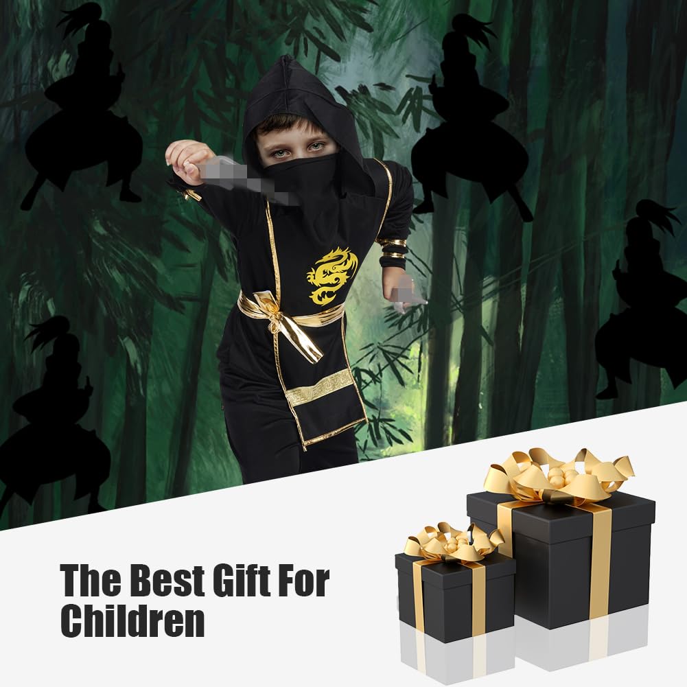 AOOWU Kostium Ninjago, kostium ninja dla dzieci z ninja, złoty smok, kostium Ninjago, dla dzieci, chłopców, na imprezy tematyczne, Halloween, kostium przebieranki, do odgrywania ról ninja (L)