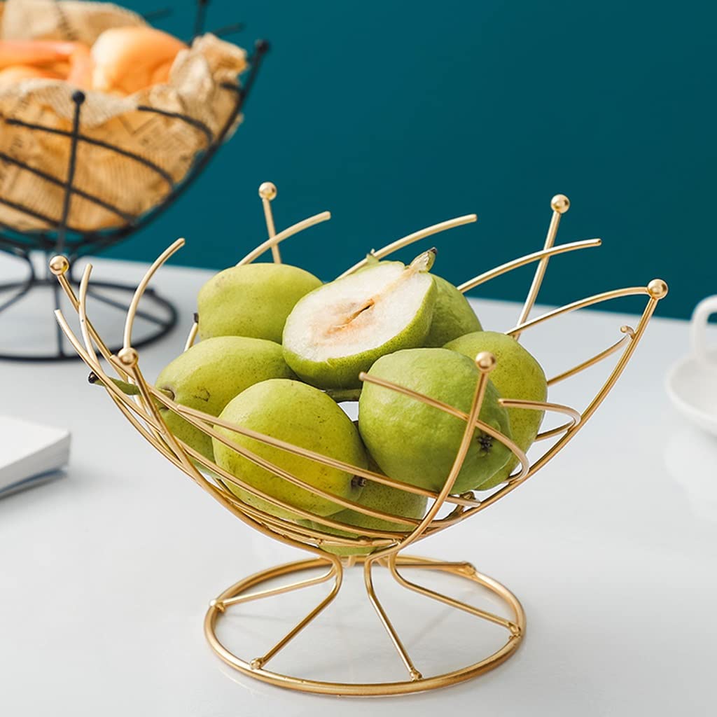Cesta de Frutas de Estilo Moderno Tazón de fruta, bastidor de la cesta de frutas metálicas de encimera, plato de frutas creativas for pieza central de mesa for sala de estar, despensa, oro Plato Decor