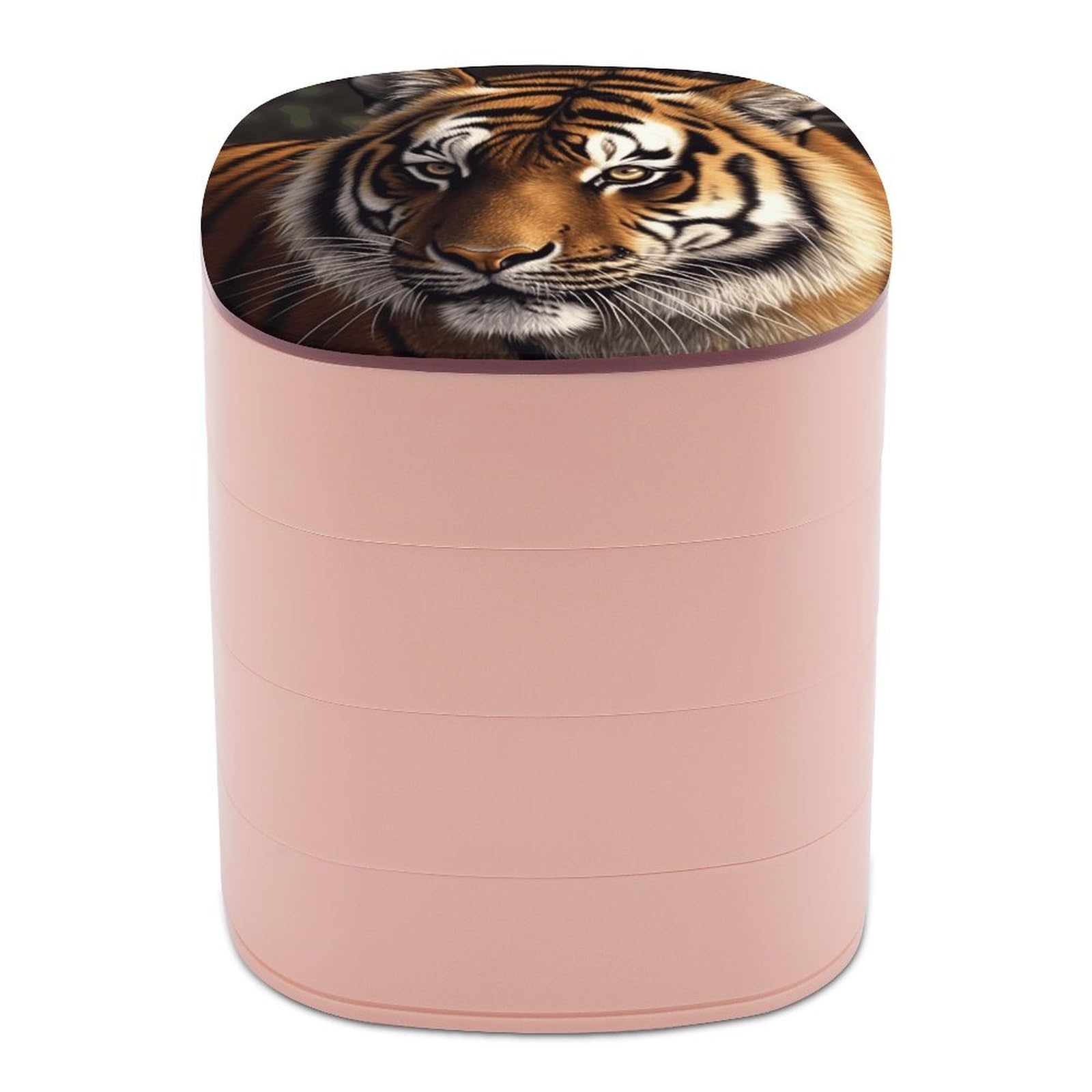 VstaDank Bengal Tiger Jewelry Box with Mirror Travel Small Jewelry Case for Women 4-Layer Rotatable Jewelry Organizer Storage Box Portable Jewelry Storage Case for Rings Earrings