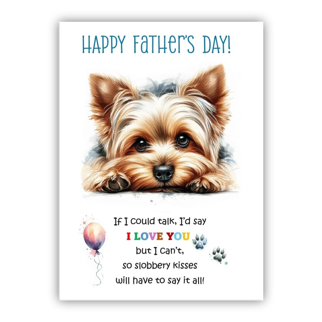 Father's Day Card from the dog. Dog Lovers Card. Fathers Day card from the dog. Differenet breeds. (York Terrier beige/brown) — image 1