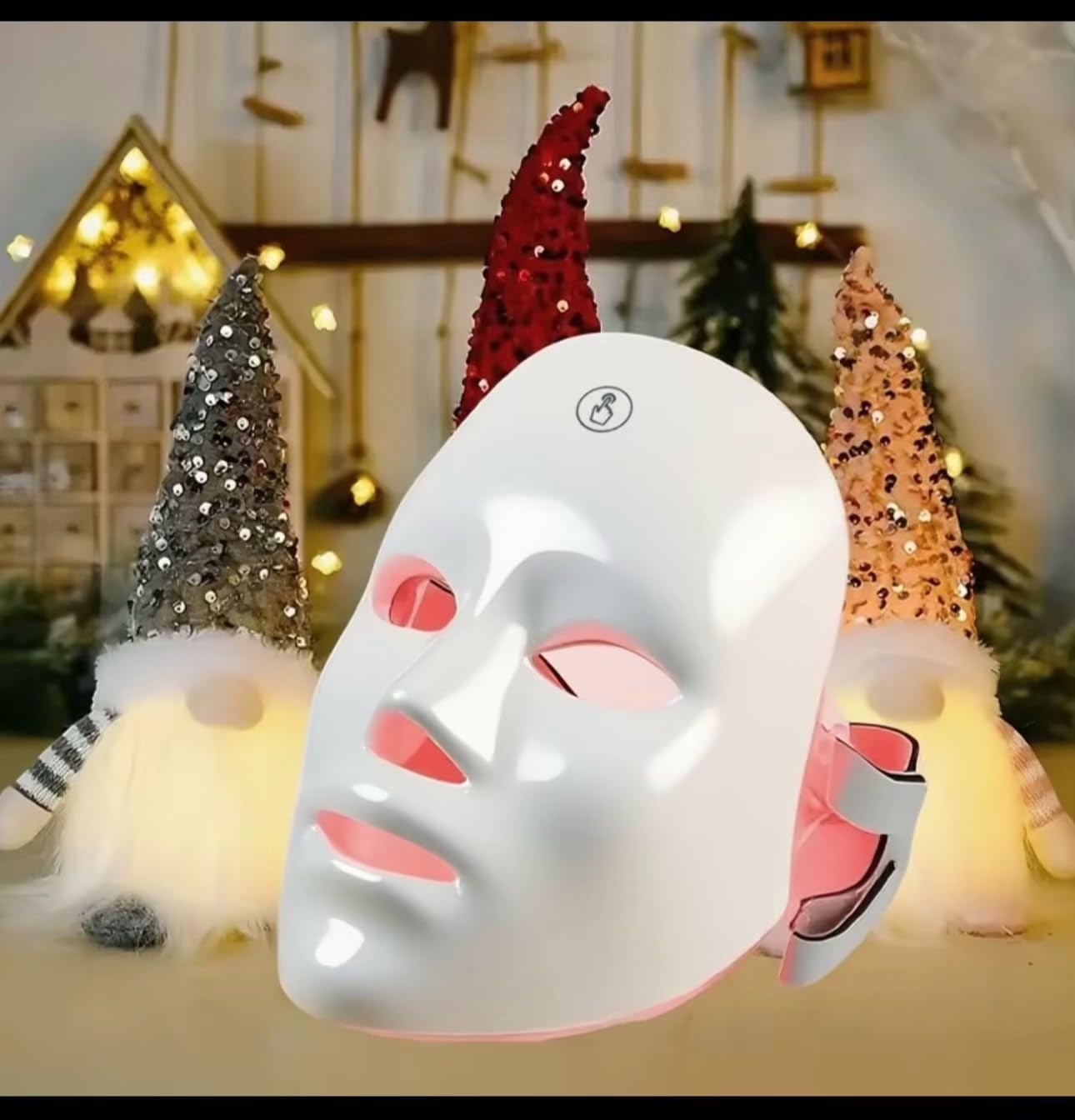 Masque LED Visage et Cou 7 Couleurs The Glow Care, Luminothérapie Anti-Rides Anti-Acné Anti-Taches, Appareil LED Rechargeable USB, Soin Professionnel Maison, Certifié CE