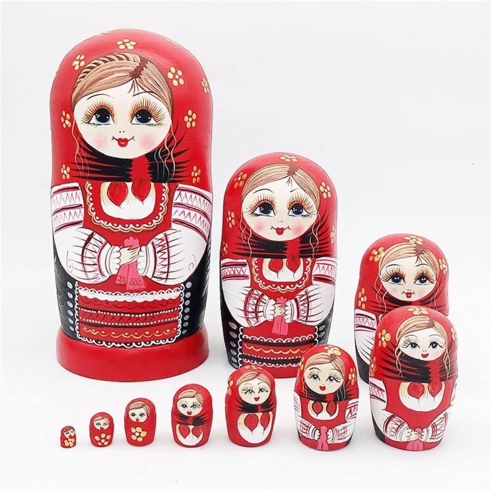 Matryoshka Russian Doll Nesting Doll Set 10 Pieces Nesting Doll Handmade Gift Toy Souvenir Nesting Doll