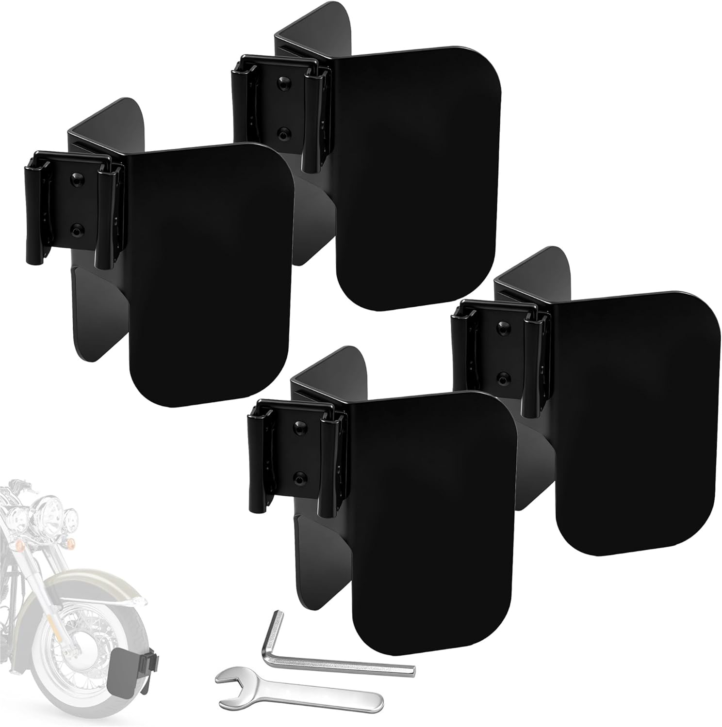 4PCS Wheel Chock for E-Track System, E-Track Accessories Compatible with Motorcycle, Bikes, Enclosed Trailer,Garages Trailers, Wall Mount Supports Tires up to 6 inch Wide