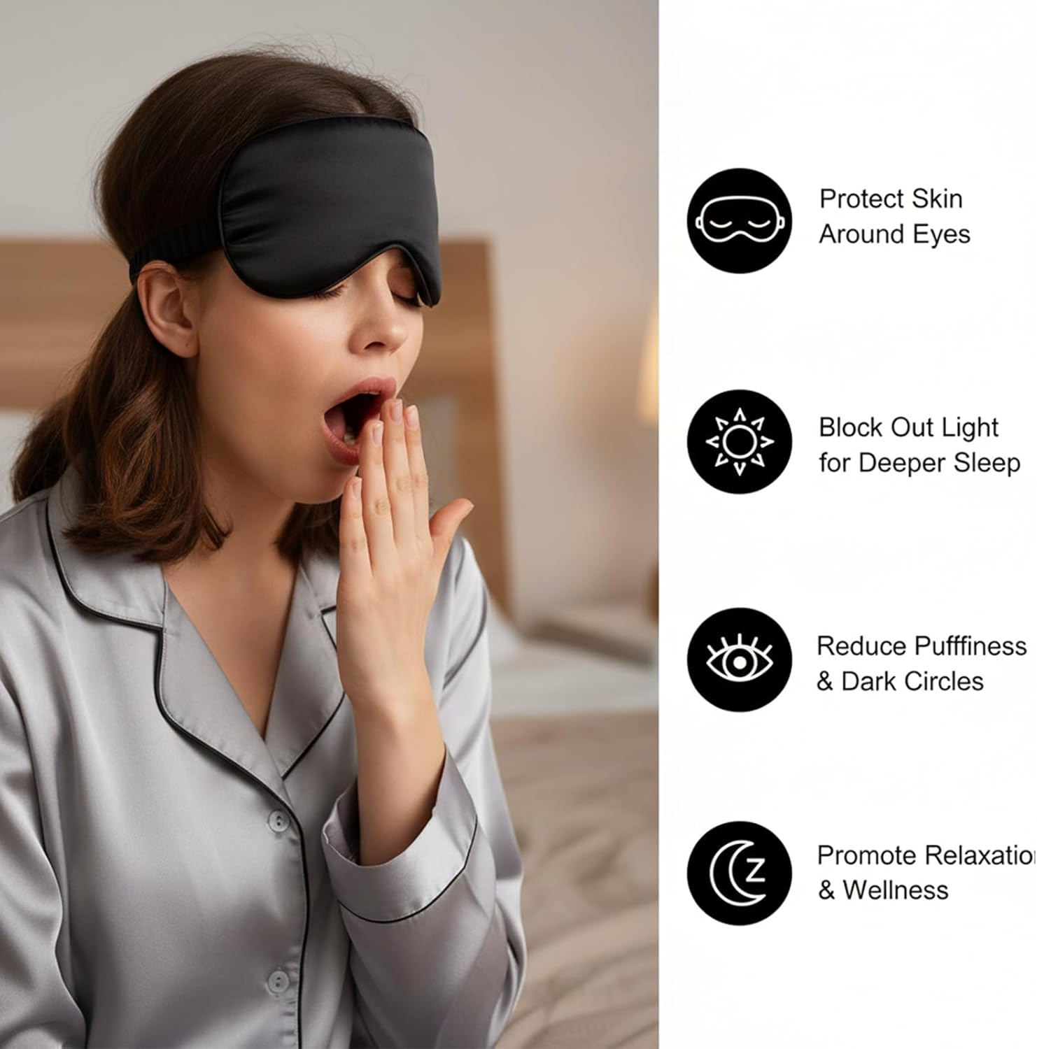 21 Pcs Adjustable Silk Eye Masks for Sleeping, Black Blindfold with Slide Buckle for Travel, Night Rest, Men & Women, Comfortable Light Blocking Sleep Accessories (8.07 x 3.74 in)