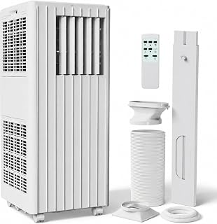 IDEALHOUSE 8000 BTU Portable Air Conditioner, 4-in-1 Portable AC Unit with Cooling, Dehumidifier, Fan & Sleep Mode, Cools up to 350 Sq. Ft, 24H Timer, Remote Control & Window Kit, White