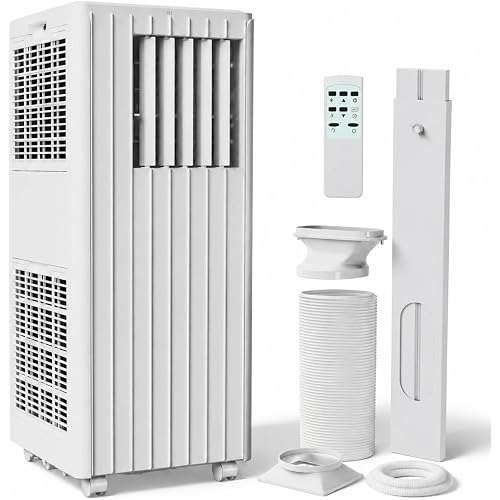 IDEALHOUSE 8000 BTU Portable Air Conditioner, 4-in-1 Portable AC Unit with Cooling, Dehumidifier, Fan & Sleep Mode, Cools up to 350 Sq. Ft, 24H Timer, Remote Control & Window Kit, White