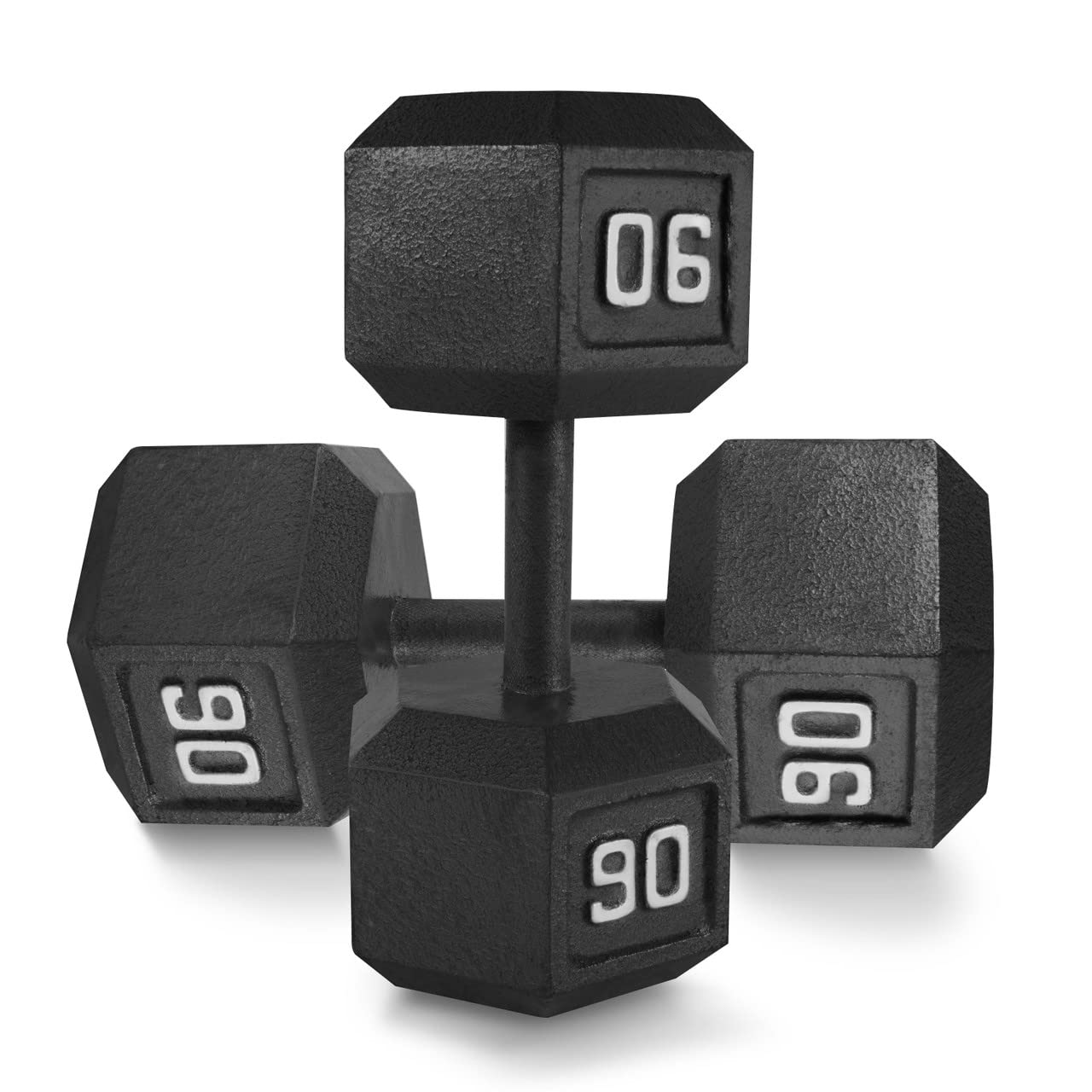 WF Athletic Supply Cast Iron Solid Hexagon Gray/Black Dumbbells