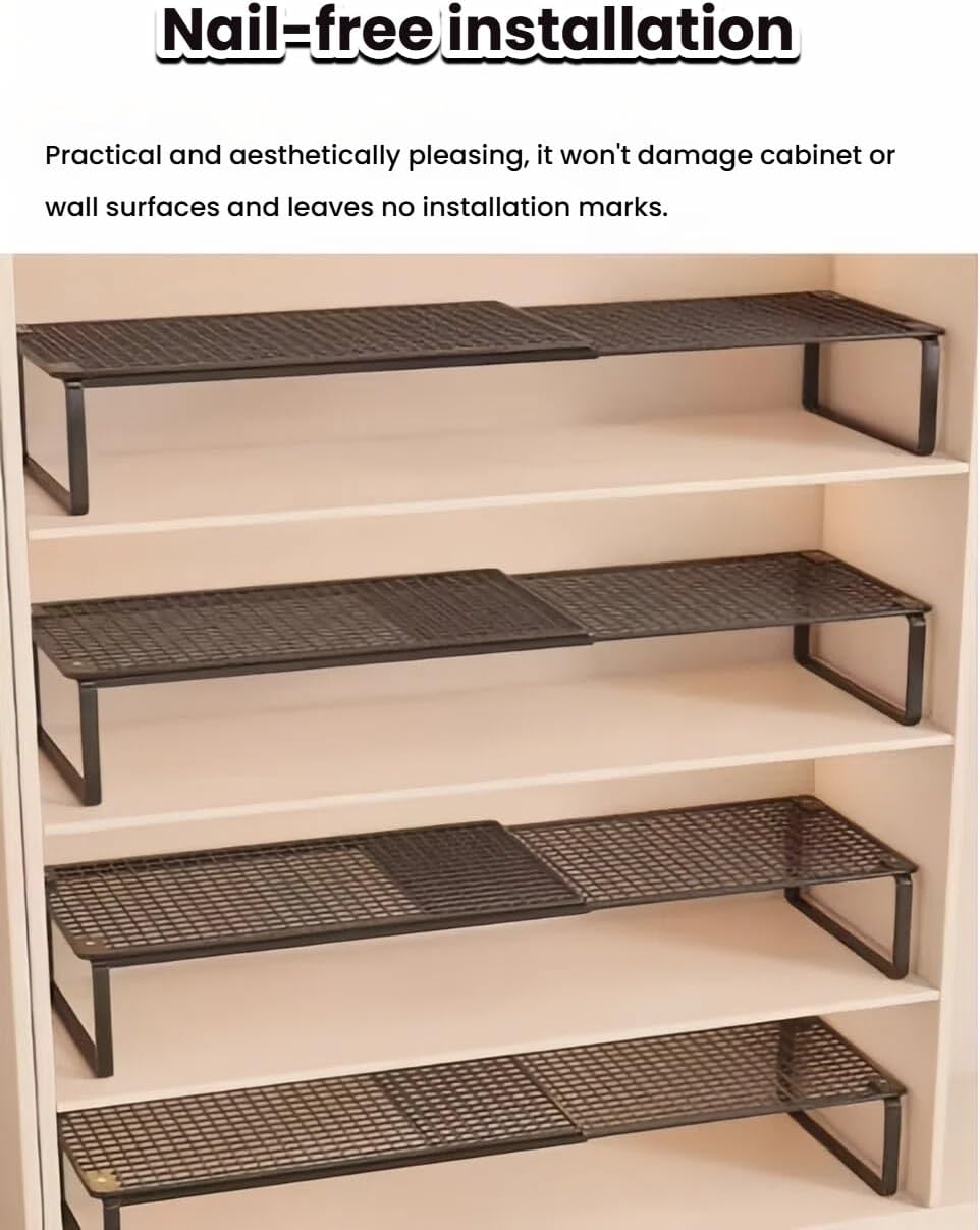 Extendable Shoe Shelf,Telescopic Closet Divider,Stackable Organiser for Wardrobe Hallway Kitchen Storage Utility Room(Milk,S-27x15 cm)