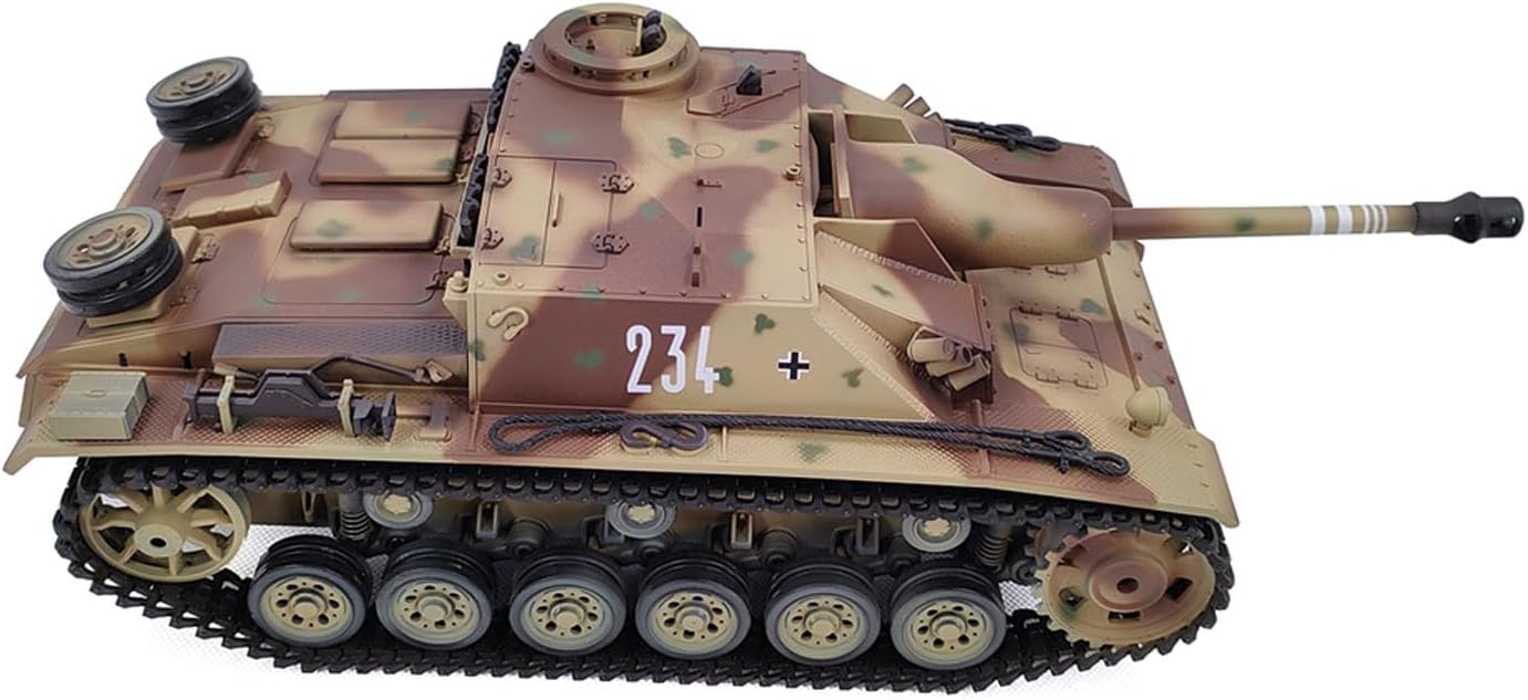 Plastic 2.4G Henglong 1/16 7.0 RTR RC Tank Model German Stug Iii 3868 BB Ir Steel Gearbox Battery Radio Sound Lights Smoking Hobby Grade Model for Ages 14+