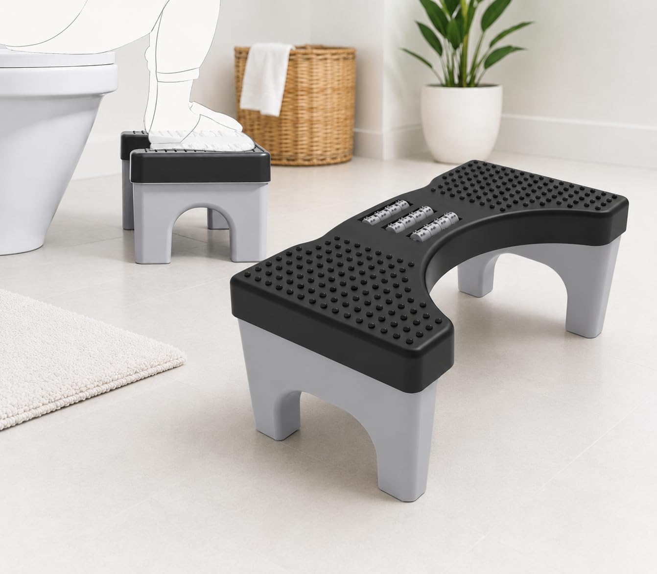 Superior Toilet Stool Squat Adult, 7" Squatting Poop Stool for, Bathroom Foot Rest Stools for Pooping, Potty Step for Toddlers & Adults, Non-Slip Pads (Black)-image-49