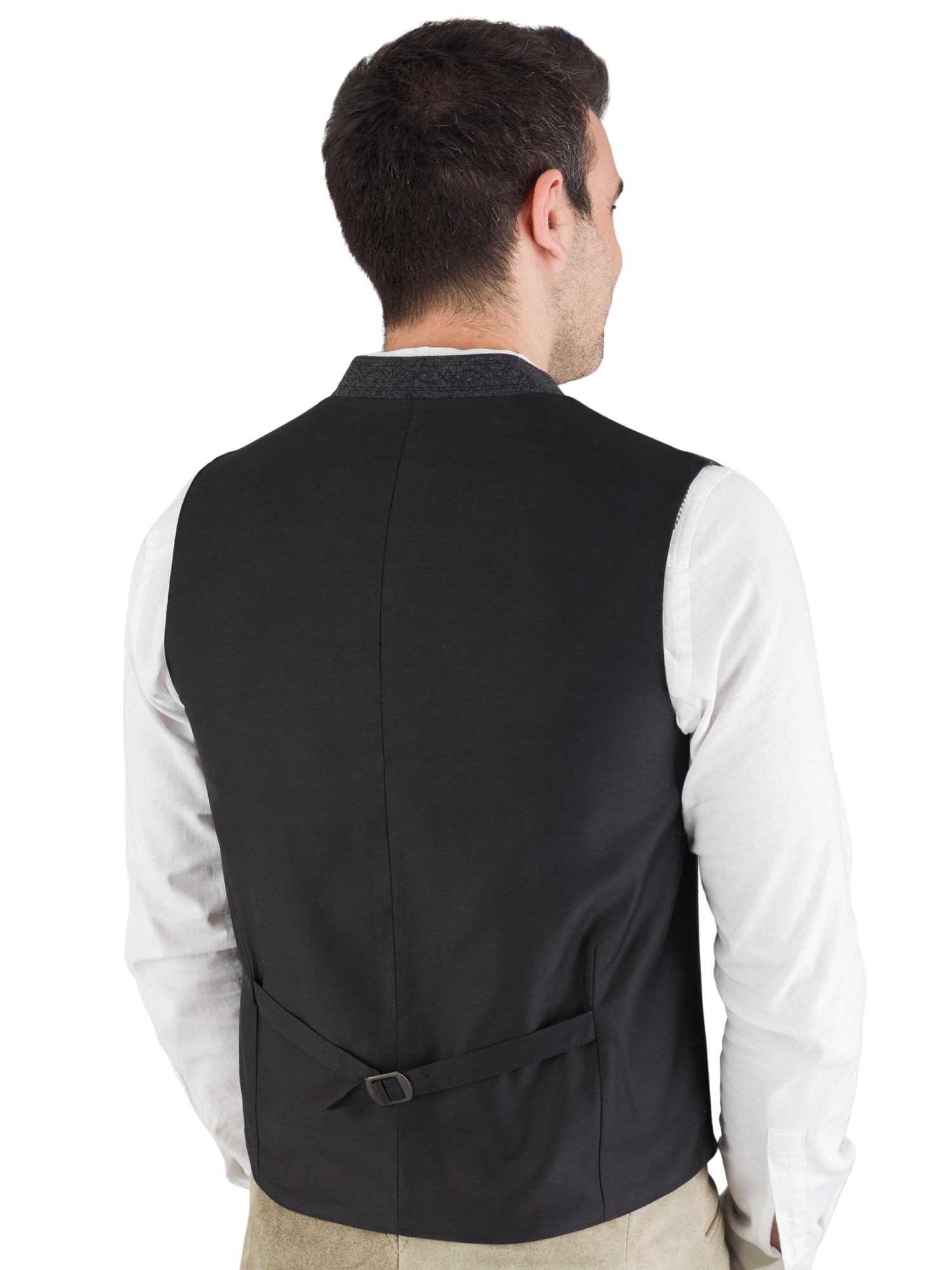 Hammerschmid Trachtenweste Max anthrazit ohne Ärmel, klassische Lodenweste für Herren, elegantes Gilet für Männer