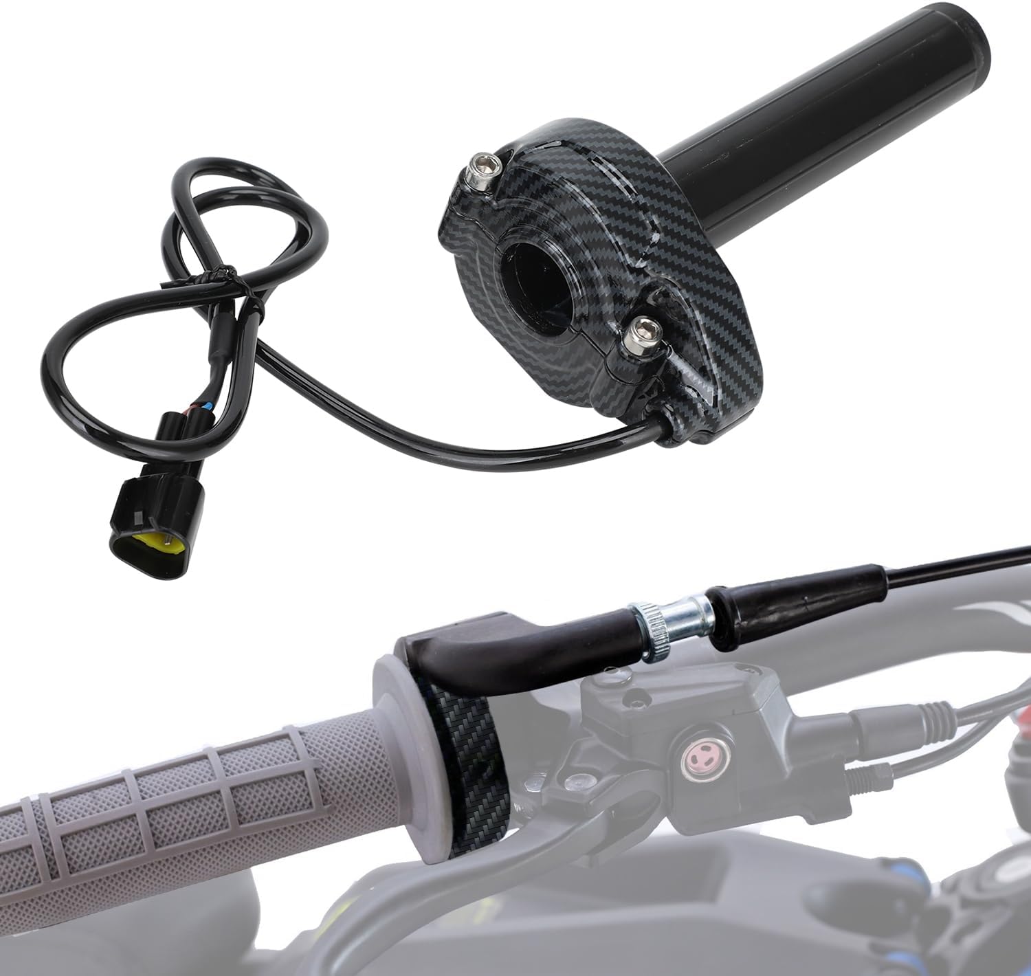 Electric Dirt Bike Throttle for Surron, Twist Handle Throttle Cable for Sur Ron Light Bee X LBX E-Ride Pro SS/S Imitation Carbon Fiber
