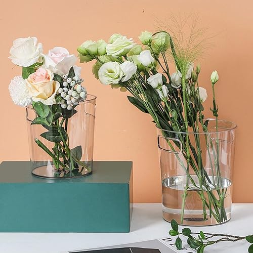 Miniatura 5 de Alipis 1 cubo de basura transparente con asa, cubo de basura de oficina, pequeño bote de basura redondo de plástico para baño, cocina, dormitorio,