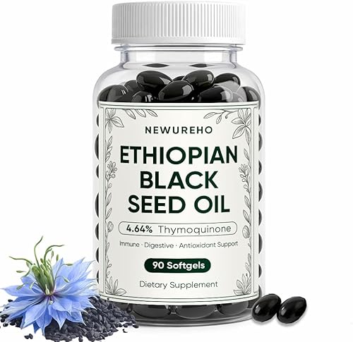 Aceite de semilla negra etíope, suplemento de aceite de semilla negra 100% puro de 800 mg, apoya la salud inmune y digestiva, cápsulas blandas