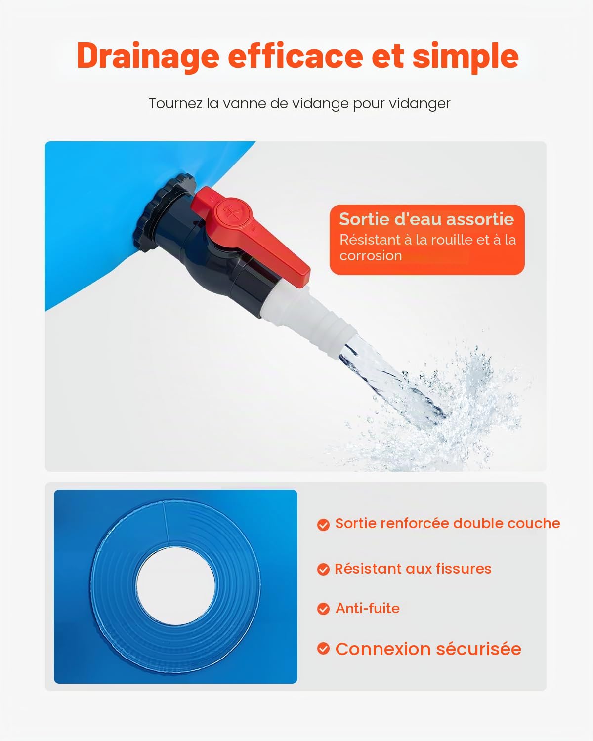 VEVOR Bassin à Poissons Hors Sol, Capacité 1700 L, Étang à Poissons en Toile PVC, avec Cadre Stable en Plastique et Vanne de Vidange, pour Aquaculture, Élevage de Poissons Rouges, Carpes, Koïs, Bleu