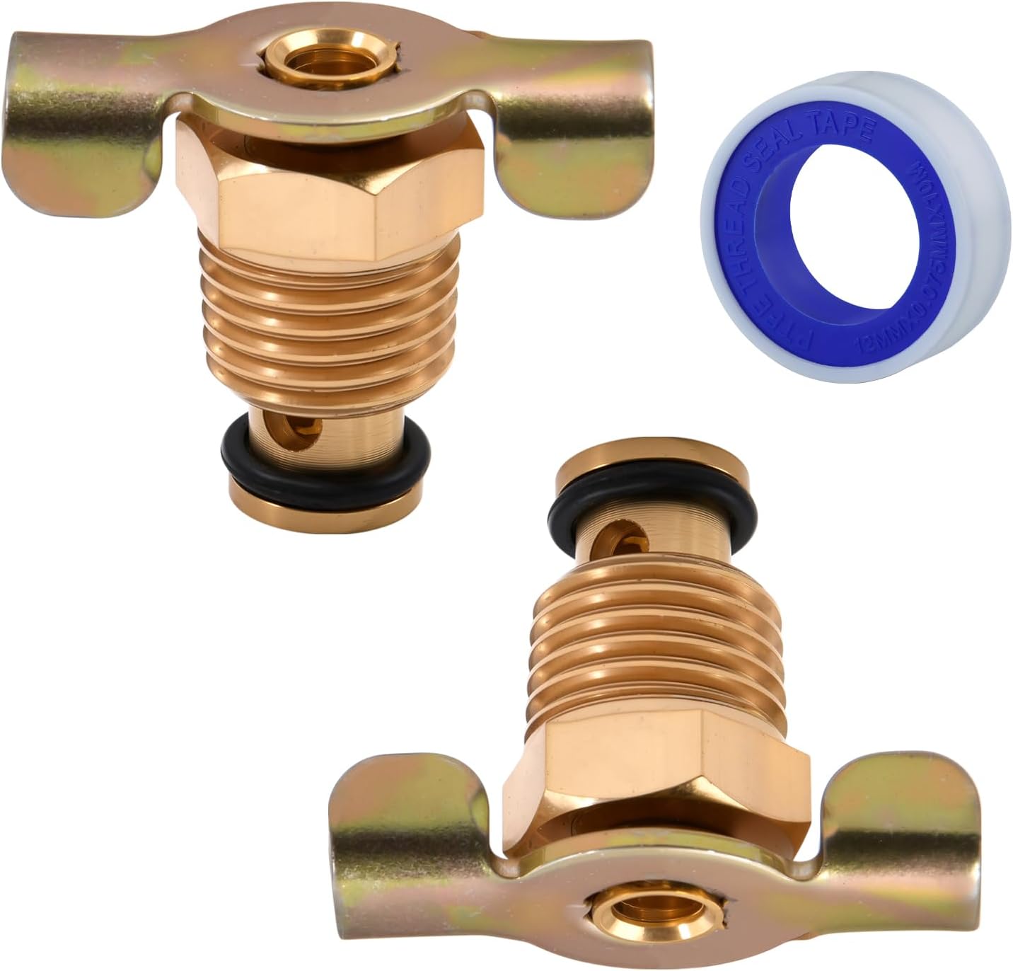 1/4" Air Compressor Drain Valve 2Pcs 1/4" NPT Air Hose Fitting with Wing Nut Handle, Portable Compressor Tank Drain Cock Air Tank Valve Water Line Adapter Petcock Valves