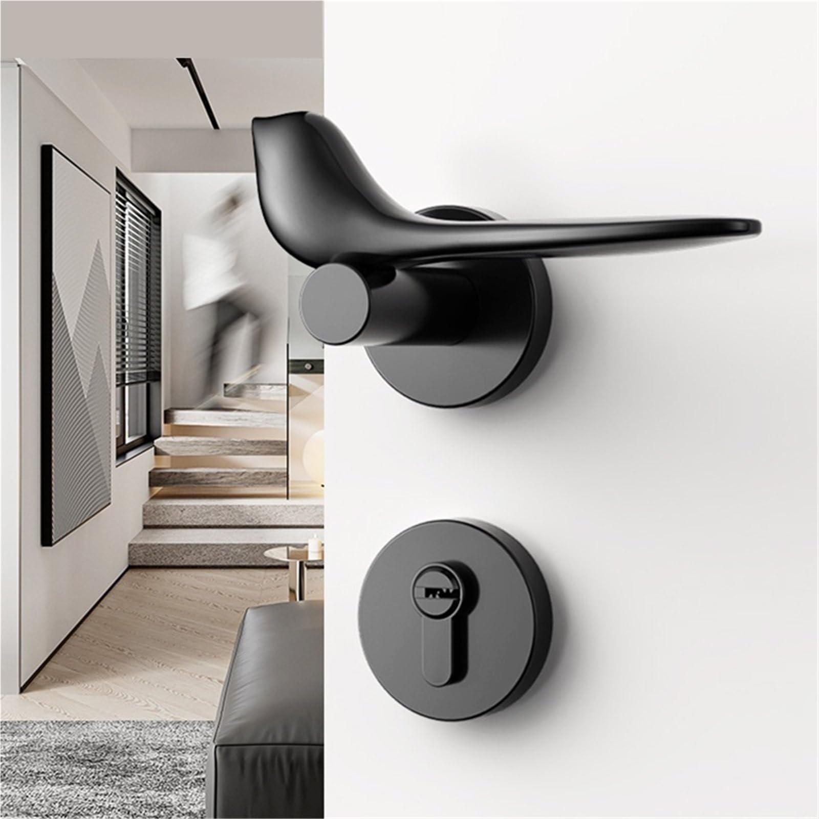 Serrure de porte fendue haut de gamme et poignée moderne noire GL-Black