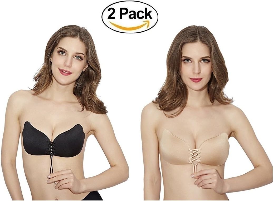RB Beauty Invisible Bra with Drawstring self-adhesive Breathable All size available (2 Pack) (B)