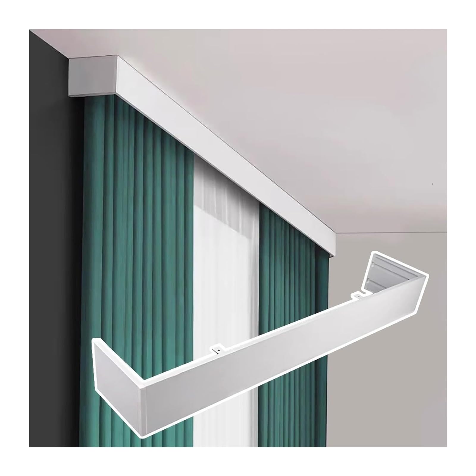 Curtain Track Double Tracks, Aluminum Double Rail Ceiling Curtain Valance 1m to 7m(1.5m(4.9ft))