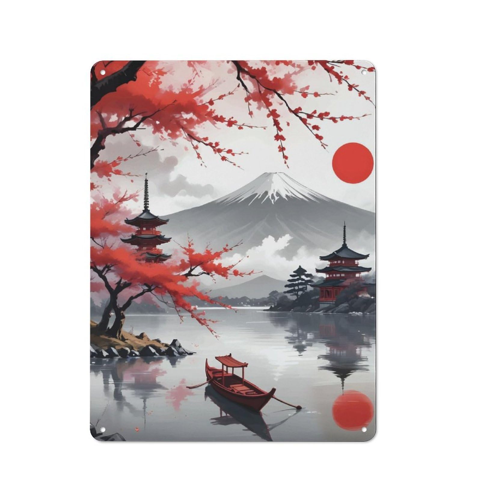Junmoney Mont Fuji Landscape Vintage Metal Plaque 40X30cm Featuring For Garage Wall, For People Furnishing A Garage