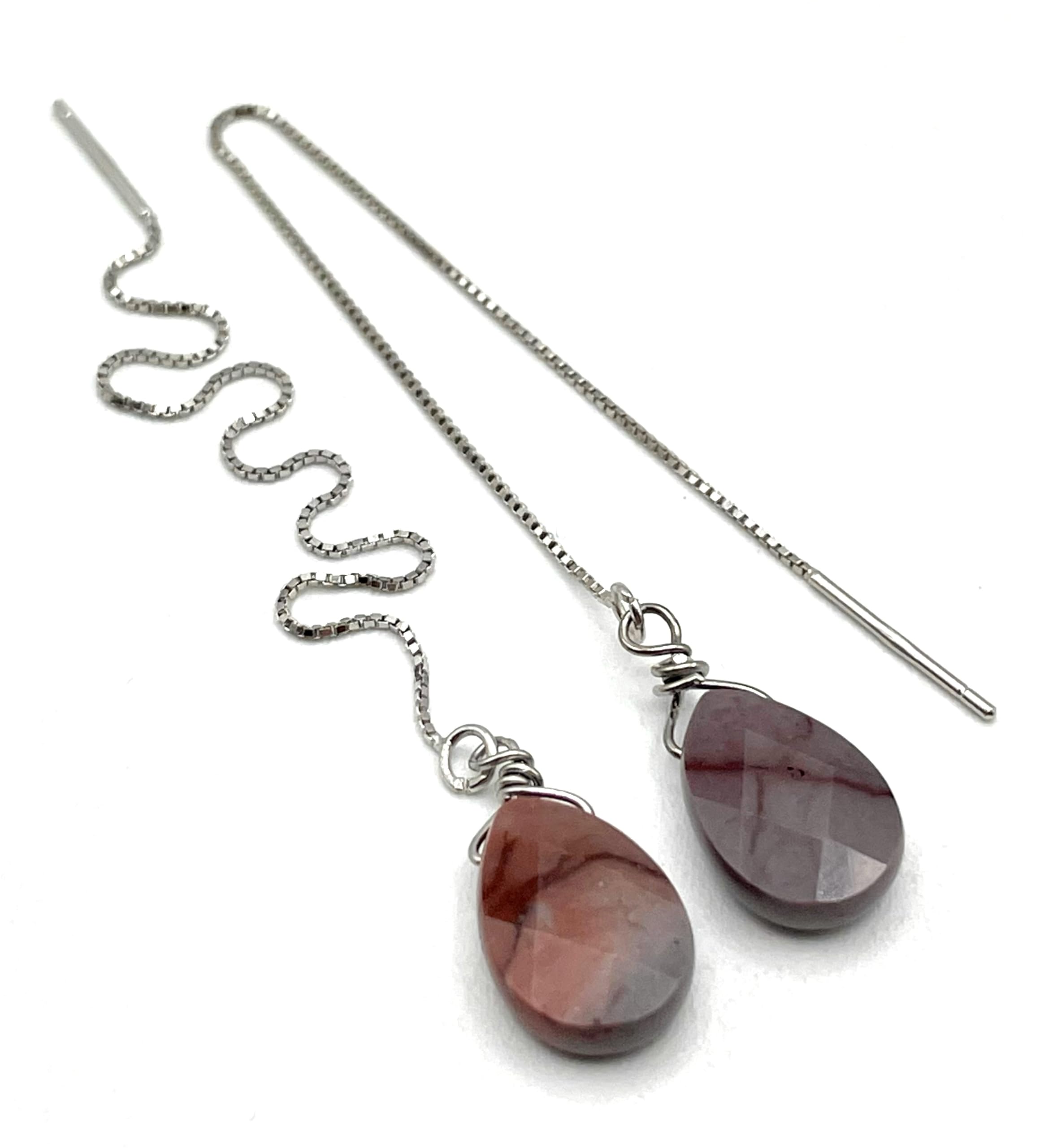 Boucles d'oreilles mookaite en argent 925, bijoux de créateur faits main - 10