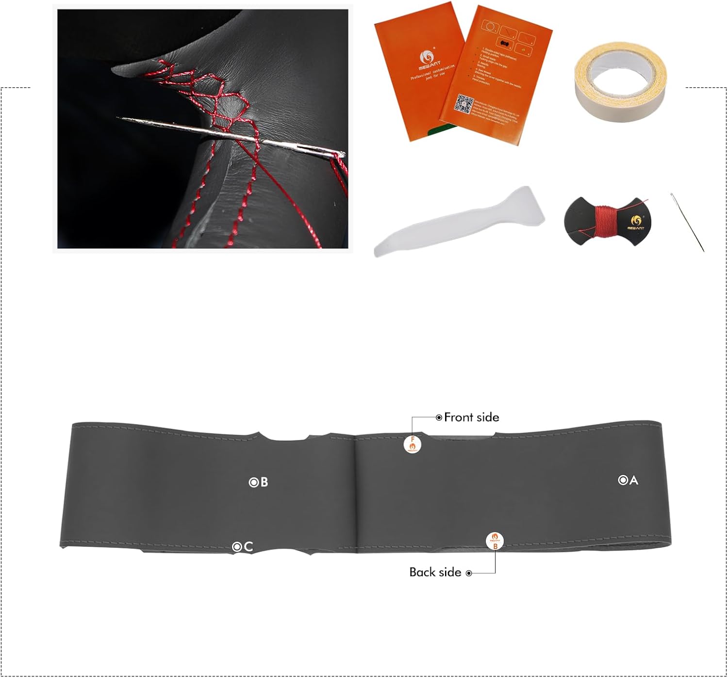 MEWANT Steering Wheel Cover for Chevy Silverado 1500/2500 / 3500 2003-2006 / Silverado 1500 2500HD 3500 Classic/Trailblazer Hand-Stitched Microfiber Leather Steering Wheel Wrap