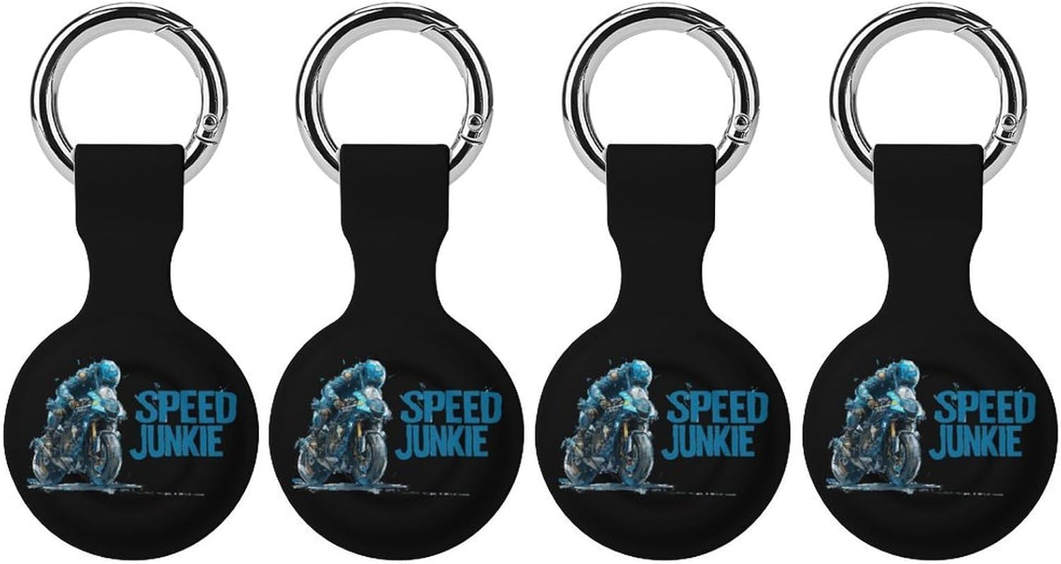 Speed Junkie Bike Superbike Case Compatible with AirTag Holder Cover with Keychain Ring for Bags Luggages