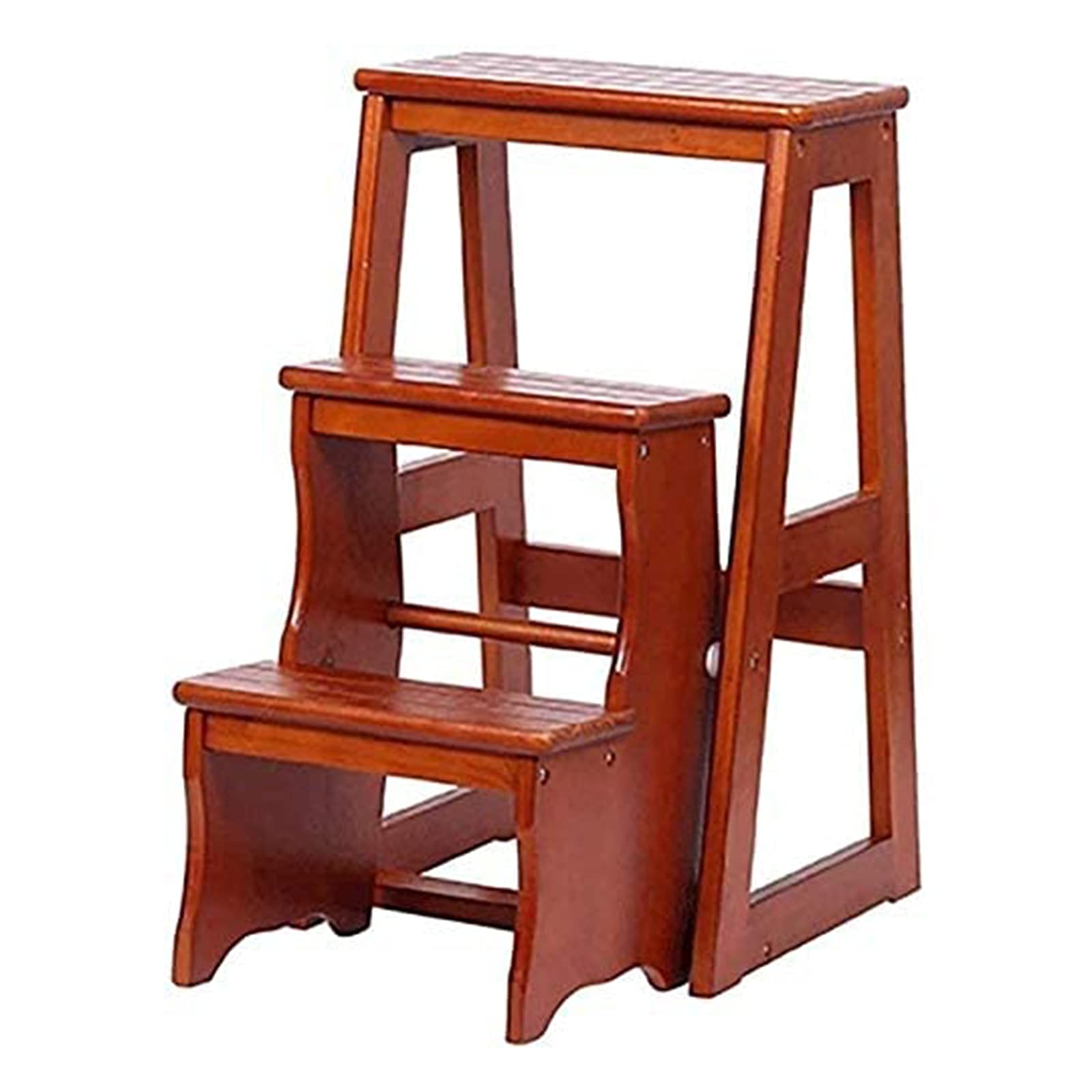 Taburete plegable de madera con 3 pasos para cocina y hogar