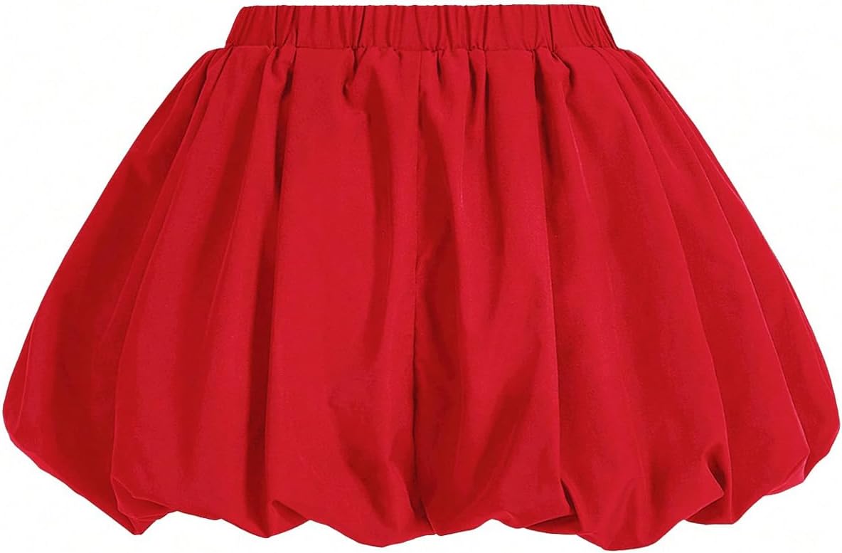Women's Y2K Bubble Shorts Elastic High Waist Ruffle Shorts Summer Fashion Wide Leg Bloomers - Image 2