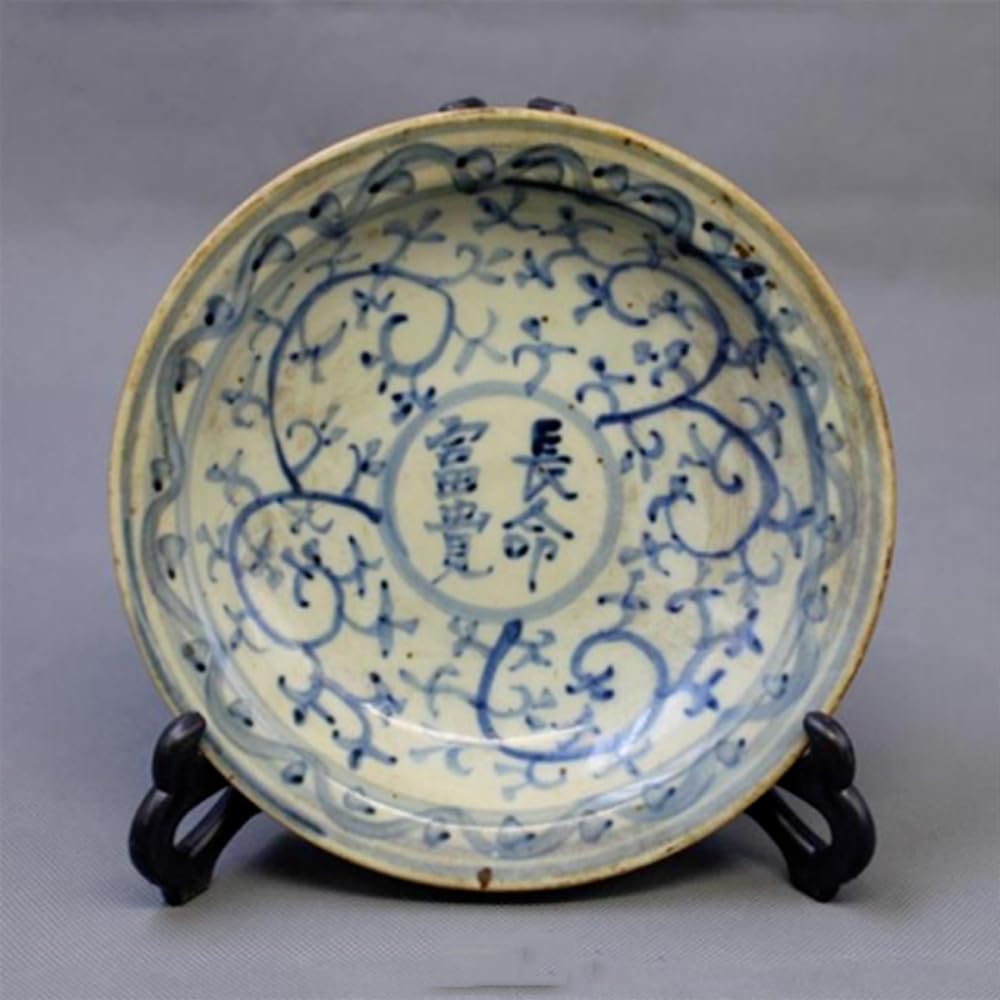 Cuenco azul y blanco antiguo de la dinastía Ming porcelana pintada a mano exclusiva