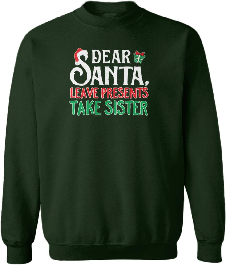 Tcombo Dear Santa, Leave Presents Take Sister Youth Fleece Crewneck Sweater