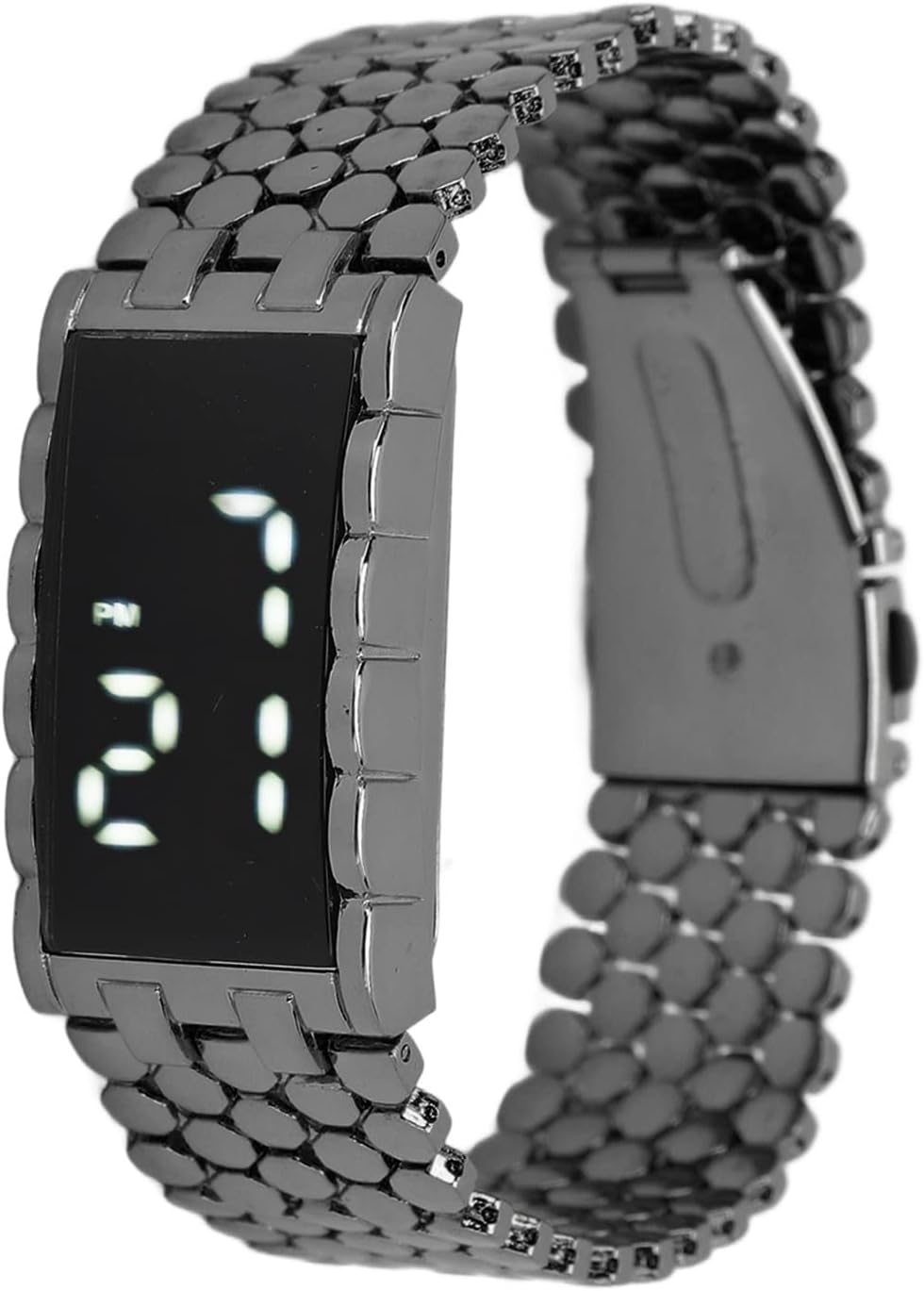 YUYTEMen's Lava Stainless Steel Lava RED LED Digital Bracelet Watch Fashion Sports Watch Digital LED Matrix Waterproof Outdoor Casual Black Bracelet Square(Black)