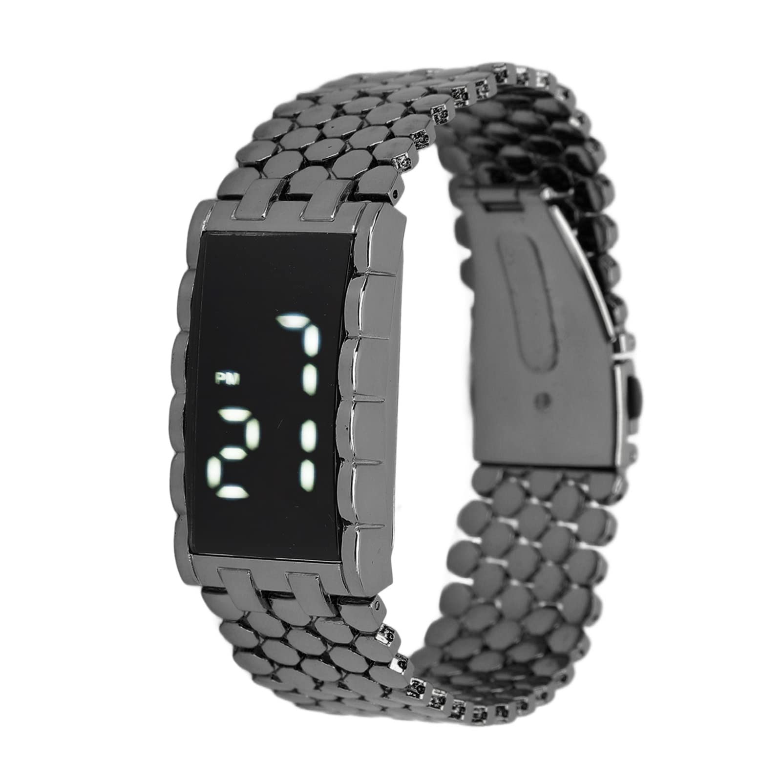 YUYTEMen's Lava Stainless Steel Lava RED LED Digital Bracelet Watch Fashion Sports Watch Digital LED Matrix Waterproof Outdoor Casual Black Bracelet Square(Black)