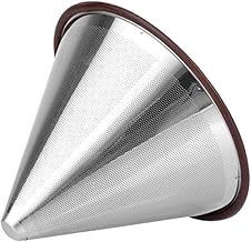 Paperless Stainless Steel Pour Over Coffee Filter, DaKuan Reusable Drip Coffee Filter Double Mesh Drip Coffee Filter