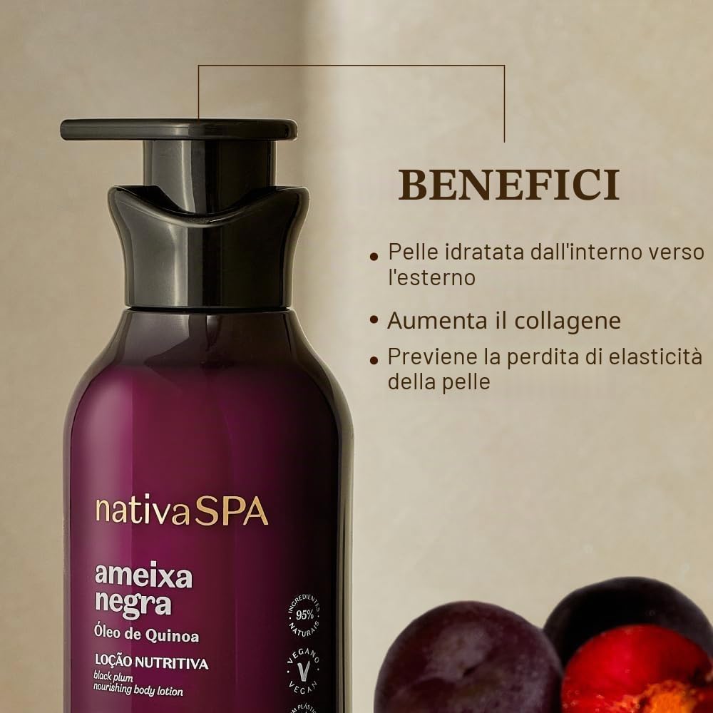 O Boticário Nativa SPA Prugna Nera Set Regalo Cura della Pelle con 4 Prodotti | Crema Idratante Corpo 400ml, Olio Corpo Profumato 200ml, Gel Doccia e Bagno 200g e Bruma Corpo 200ml