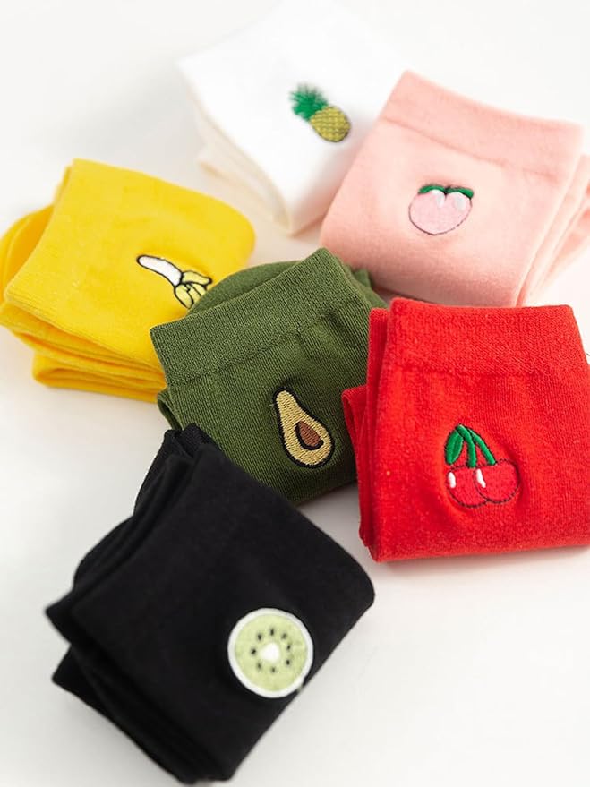 Calcetines de fruta bordados para mujer algodón 6 pares miniatura 5