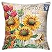 Federe Girasole Vintage Fiore con Lettera Copri Cuscini Esterno Federa Astratta Caso Federa 45X45Cm per Giardino, Soggiorno, Casa
