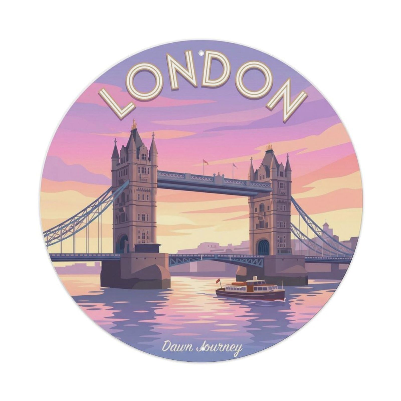 Fqcyn Style Vintage Travel London Dawn Journey Metal Tin Sign