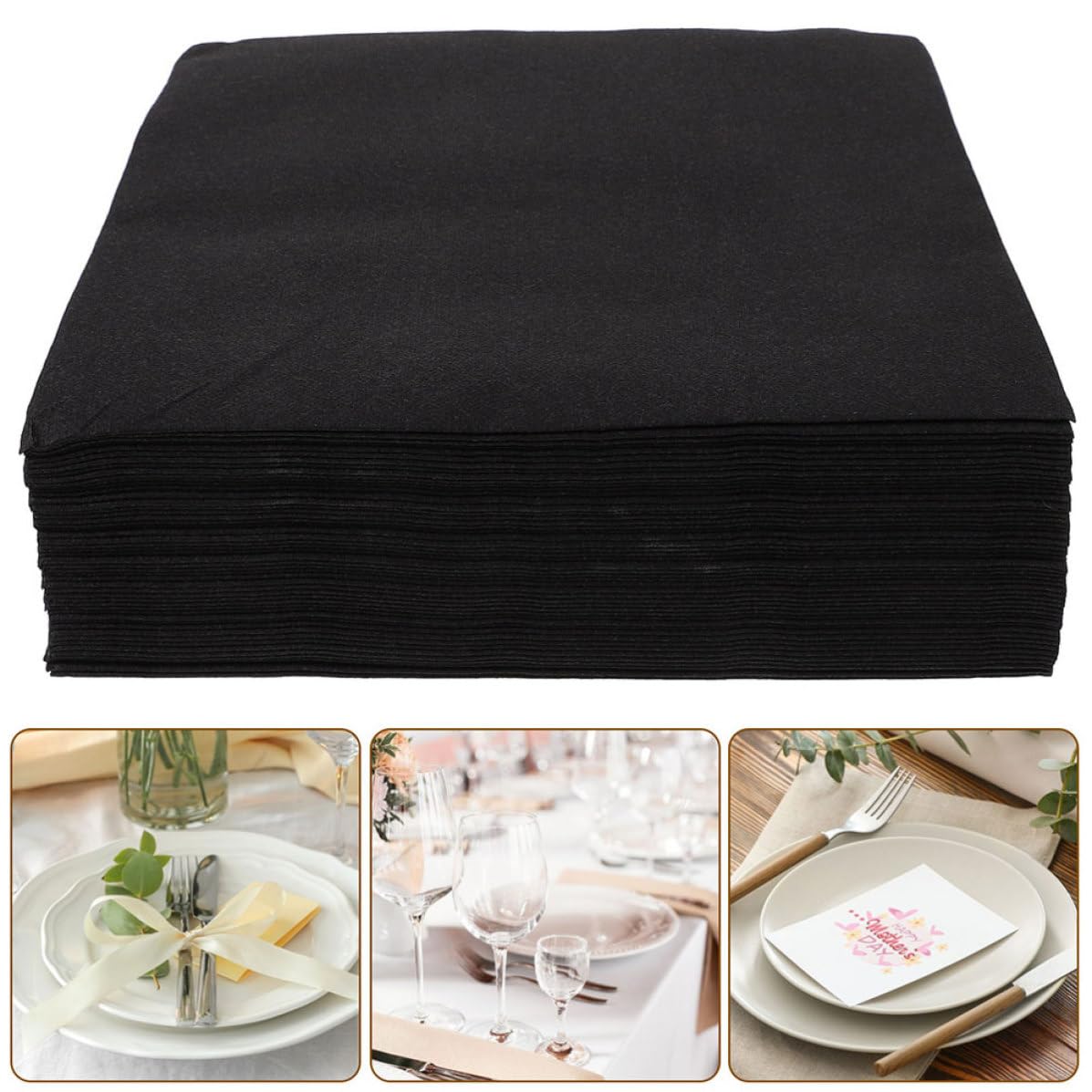 Servilletas de Papel Negras para Banquetes y Fiestas, 100 Unidades, Elegantes y Gruesas, Ideales para Bodas y Eventos Obsequios