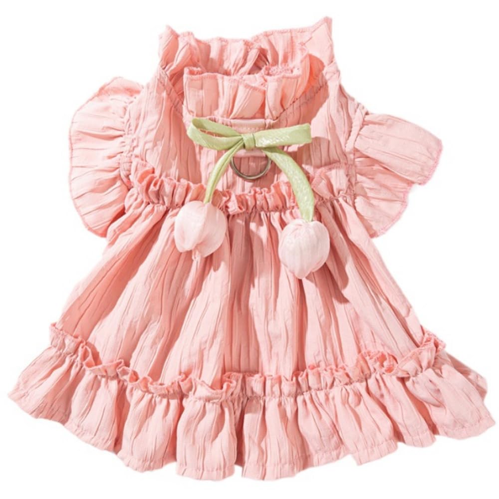 Adorable Ruffles Dog Dress with Bow Cute Pet Clothes for Small Medium Dogs Summer Pet Skirt Soft Breathable