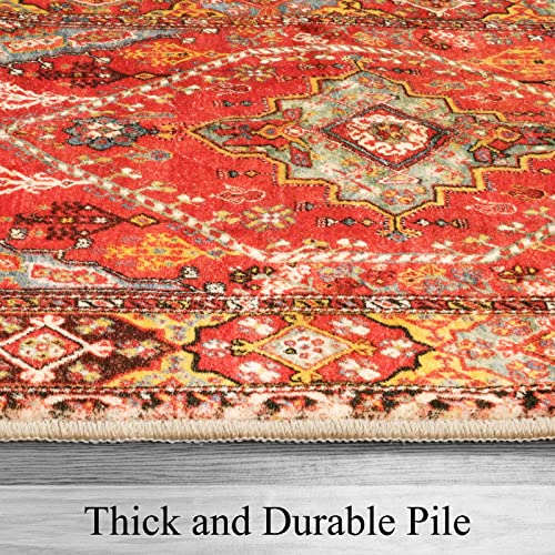 Leevan Oriental Floral Throw Rugs Doormats 2X3 Orange Persian Distressed Indoor Machine Washable Small Accent Rug Non-Slip Traditional Vintage Entryway Floor Carpets For Living Room Bedroom Bathroom #TOP5