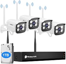 Wireless Security Camera System with Two Way Audio/1TB Hard Drive,Complete Surveillance Systems with Full HD 8CH NVR 4Pcs 1080P,Plug&Play,Night Vision,Motion Alert,WiFi NVR System for Home Outdoor